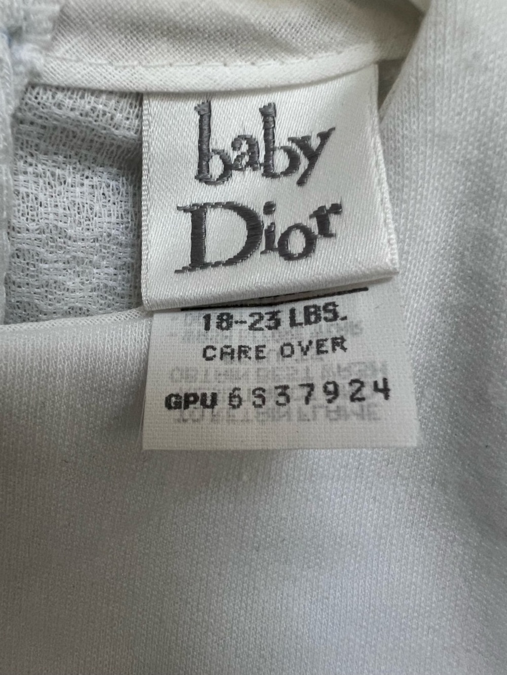 VTG Dior Baby White One-Piece Light Blue Sailboat & Bear & Logo Large 18-23 lbs. - Picture 3 of 15